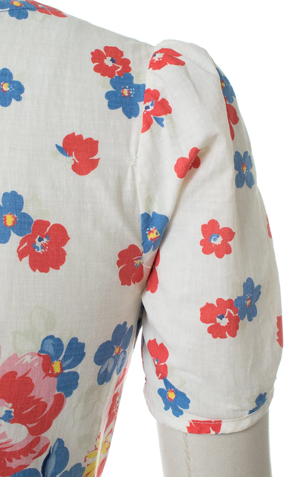 1940s Floral Cotton Maxi Dress | small/medium