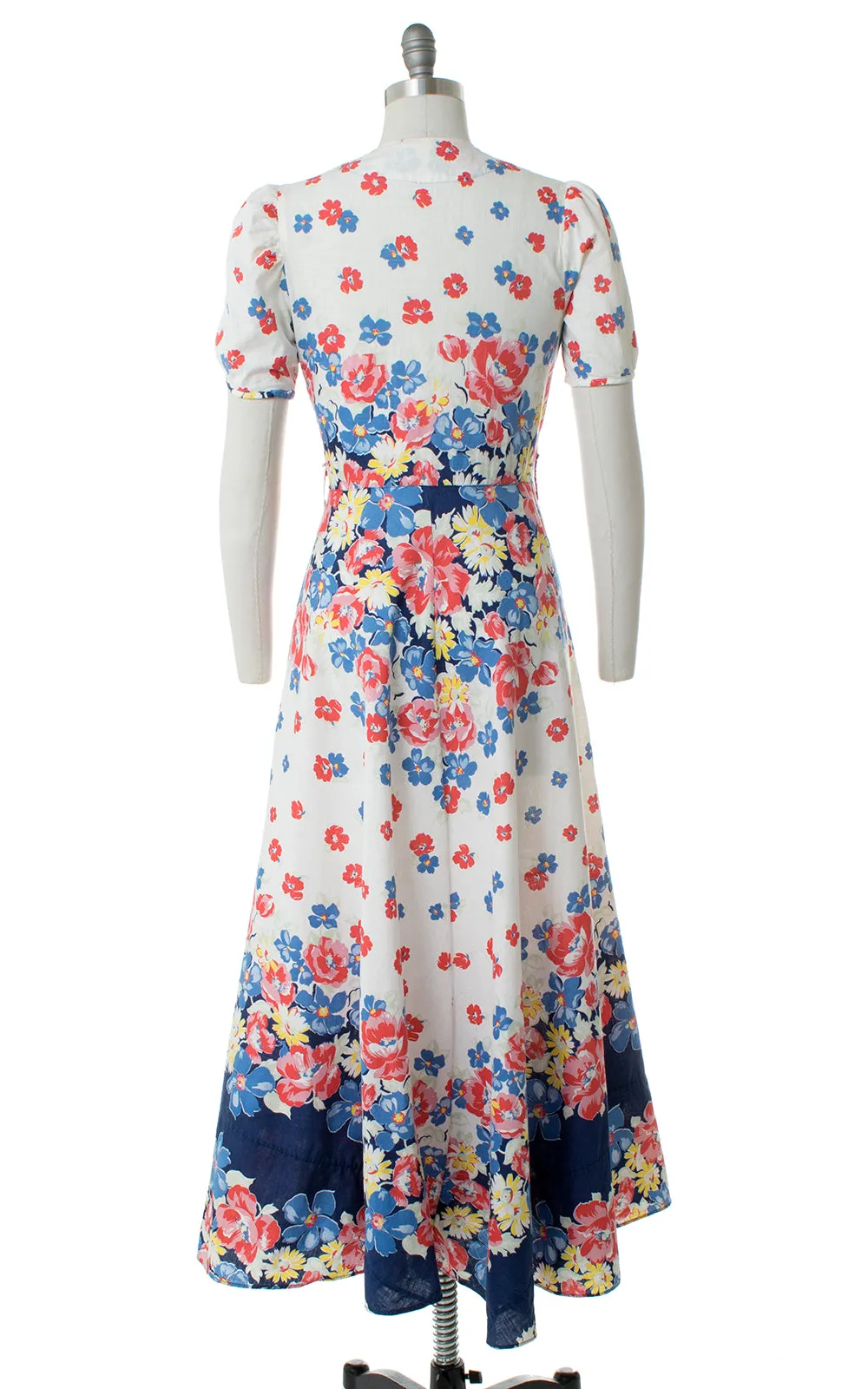 1940s Floral Cotton Maxi Dress | small/medium