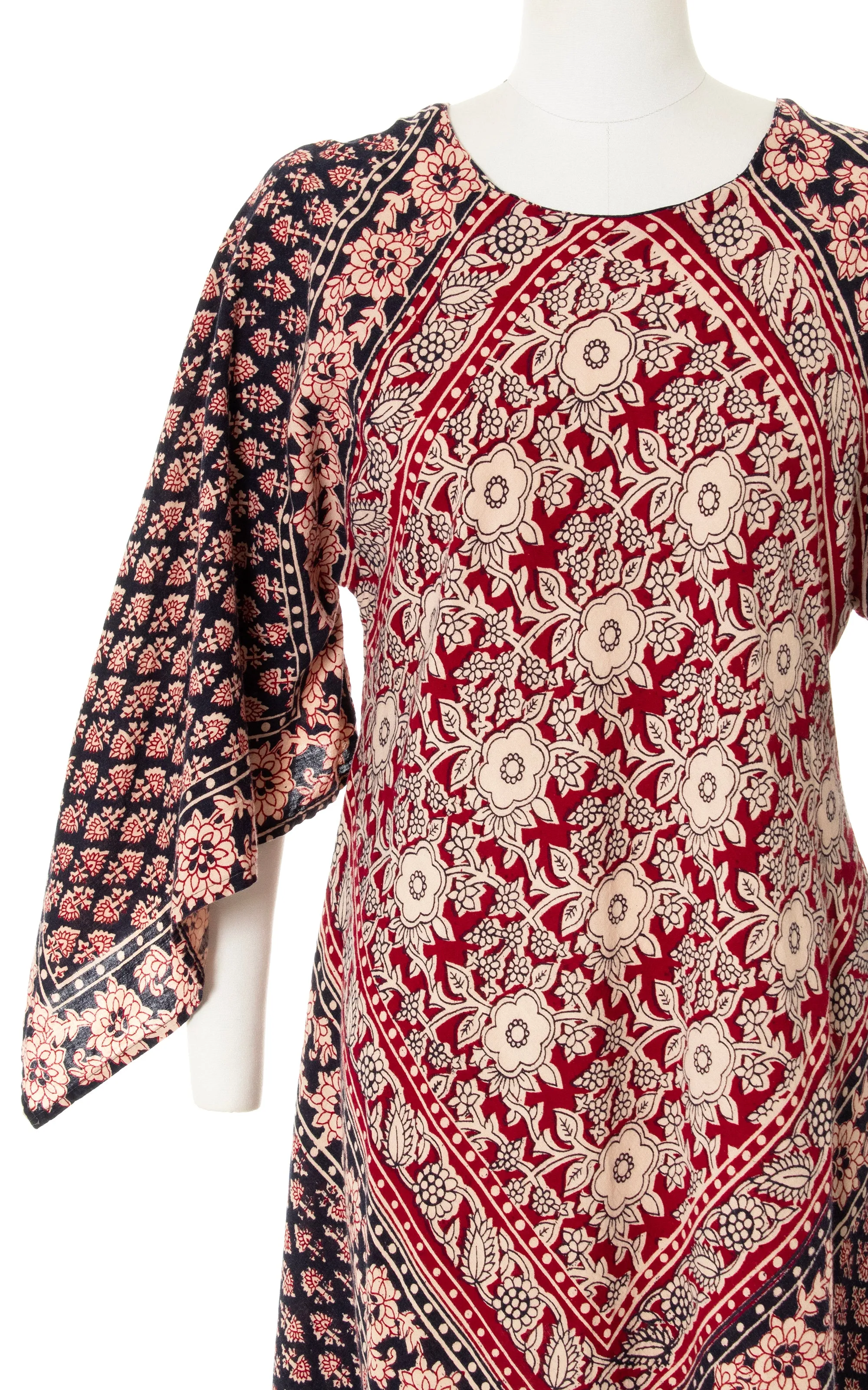 1970s Indian Cotton Angel Sleeve Maxi Dress | small/medium/large