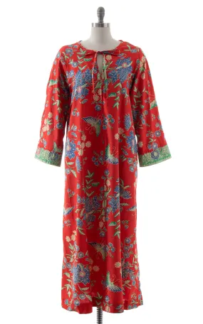 $65 DRESS SALE /// 1970s Floral Butterfly Cotton Maxi Dress with Pockets | medium
