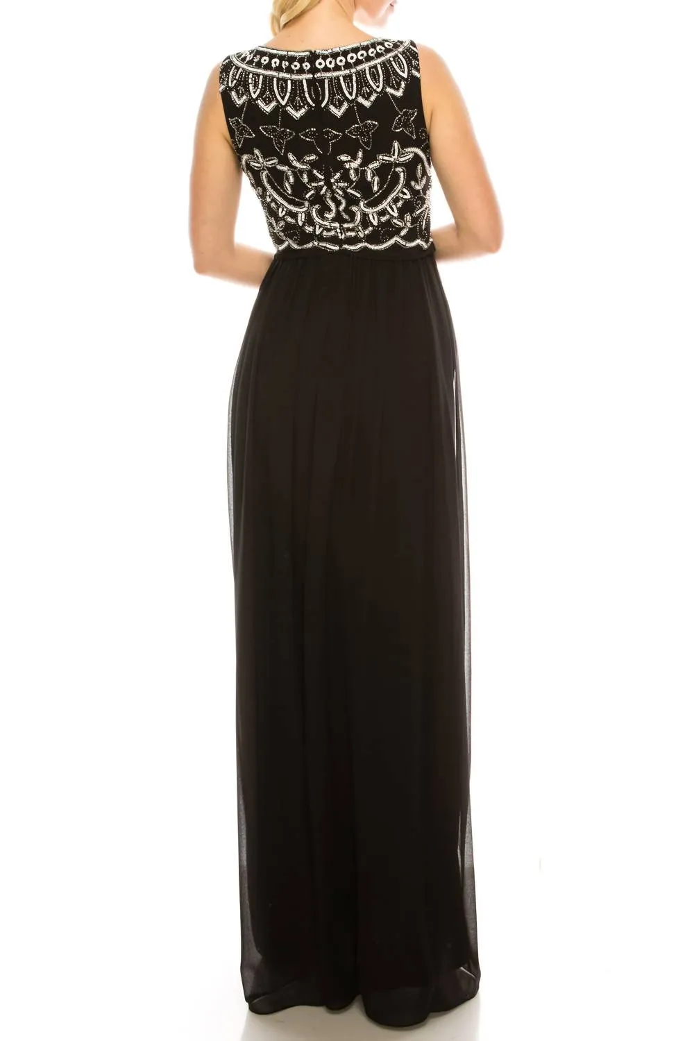 Adrianna Papell - Sleeveless Popover Beaded Dress