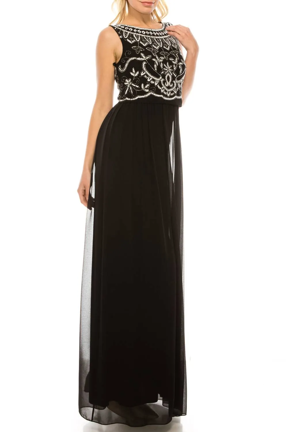 Adrianna Papell - Sleeveless Popover Beaded Dress