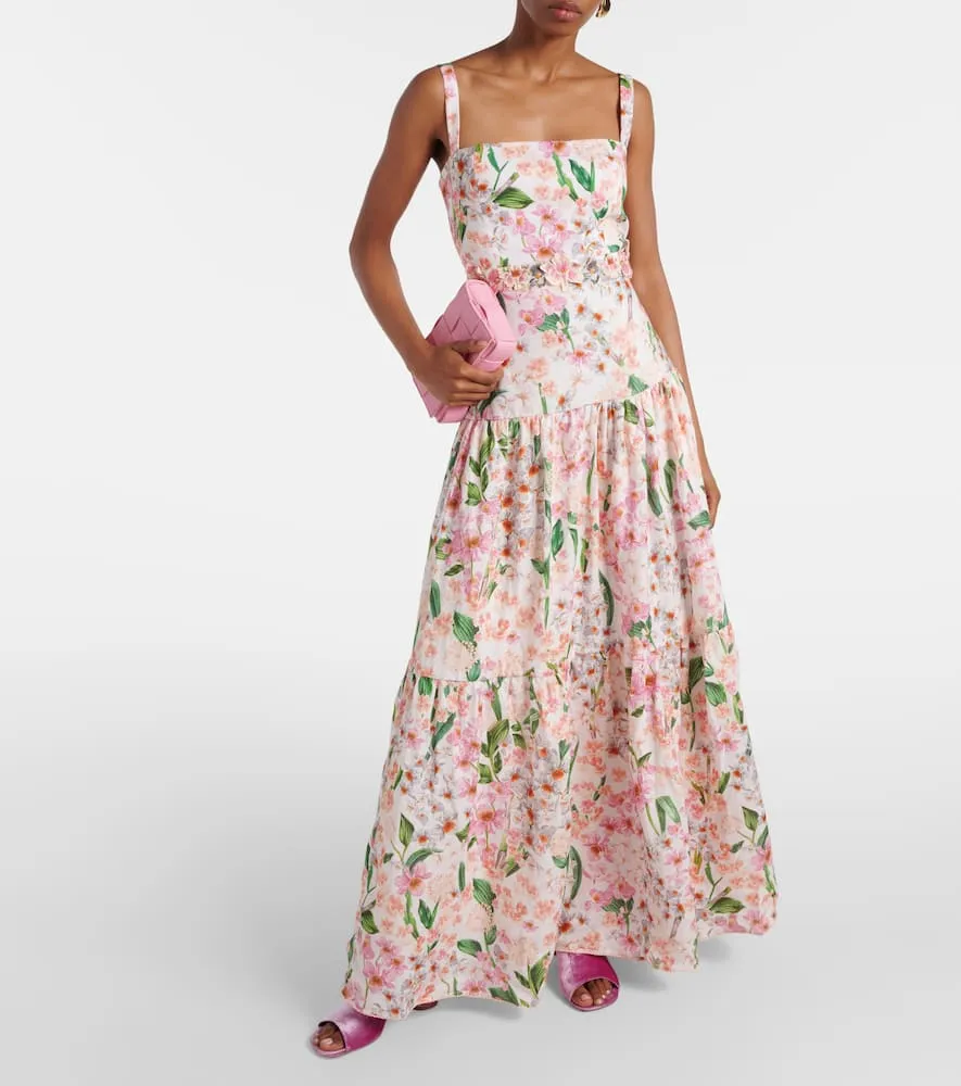 Agua by Agua Bendita Lima floral linen maxi dress