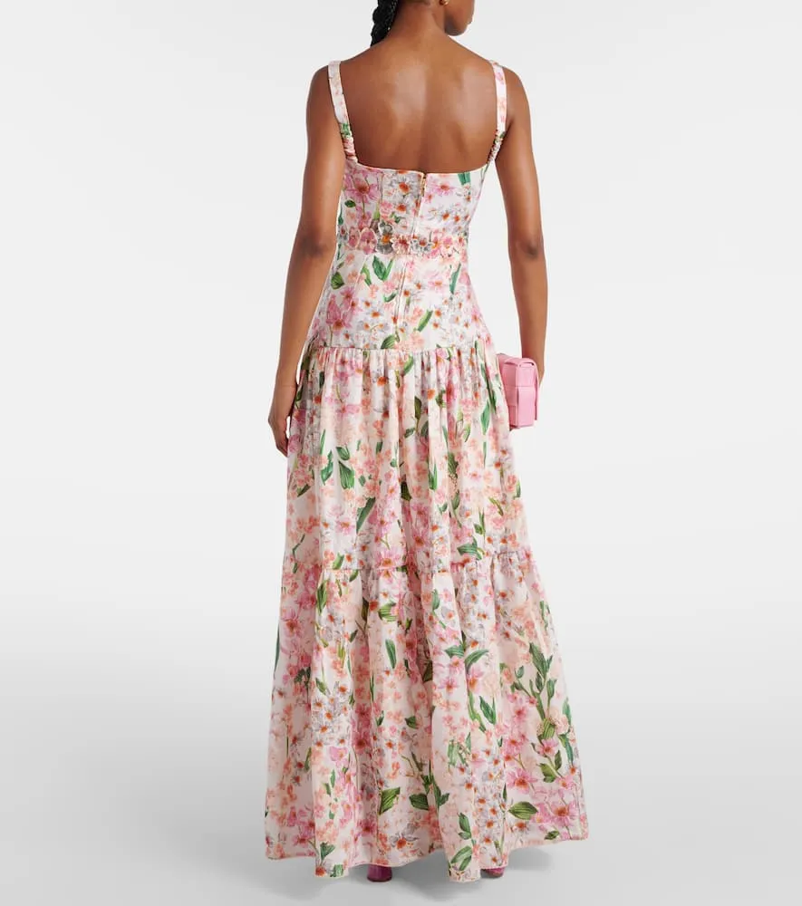 Agua by Agua Bendita Lima floral linen maxi dress