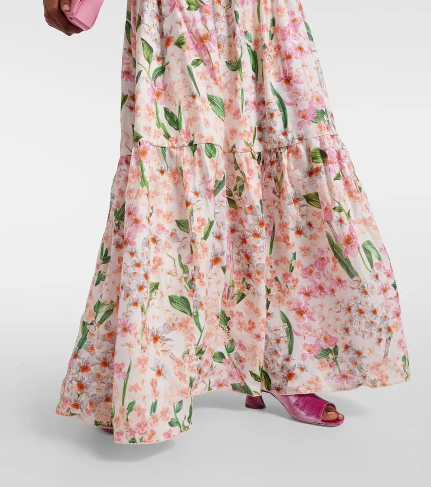 Agua by Agua Bendita Lima floral linen maxi dress