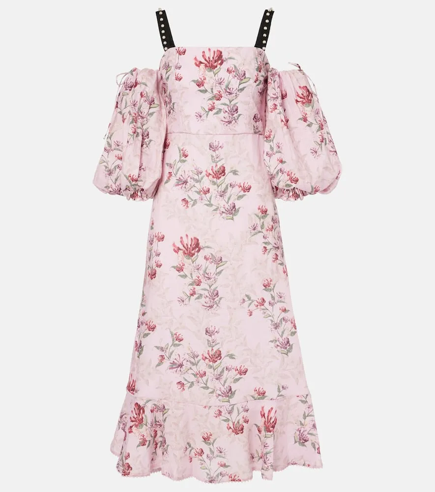 Agua by Agua Bendita Mercedes Wisteria floral linen midi dress