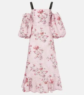 Agua by Agua Bendita Mercedes Wisteria floral linen midi dress