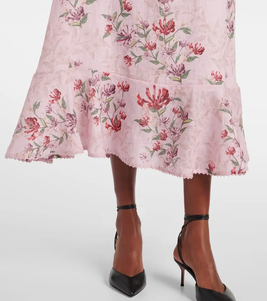 Agua by Agua Bendita Mercedes Wisteria floral linen midi dress