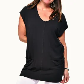 Bamboo Pocketed V-Neck Tunic