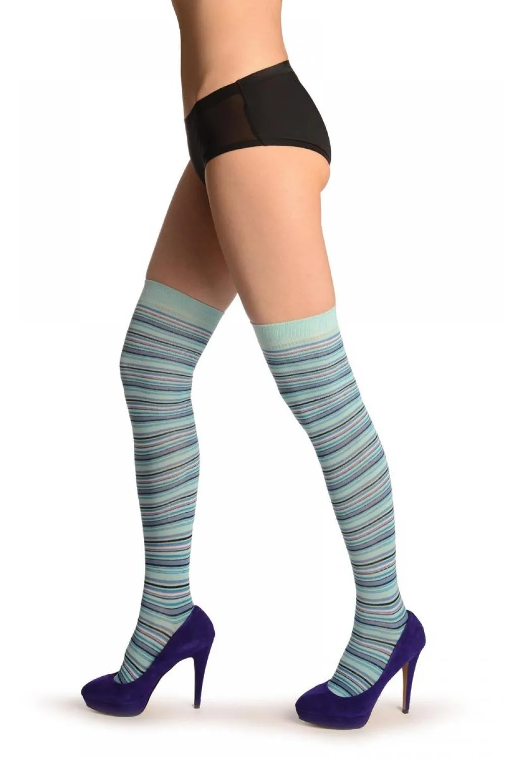 Blue With Purple & Black Thing Stripes
