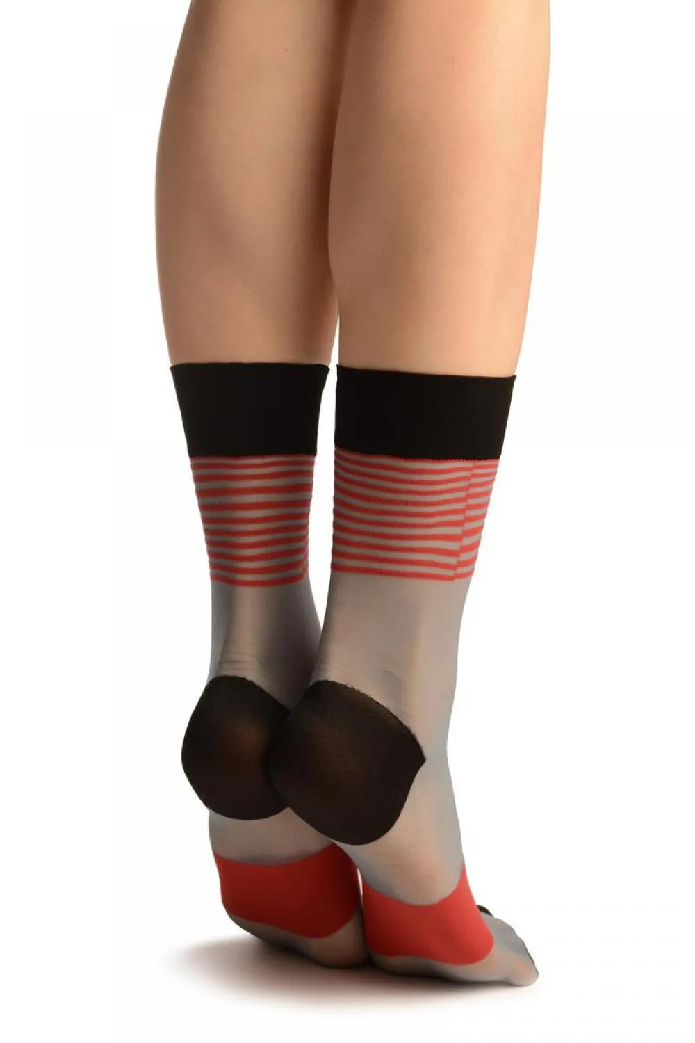 Blue With Red Stripes Ankle High Socks