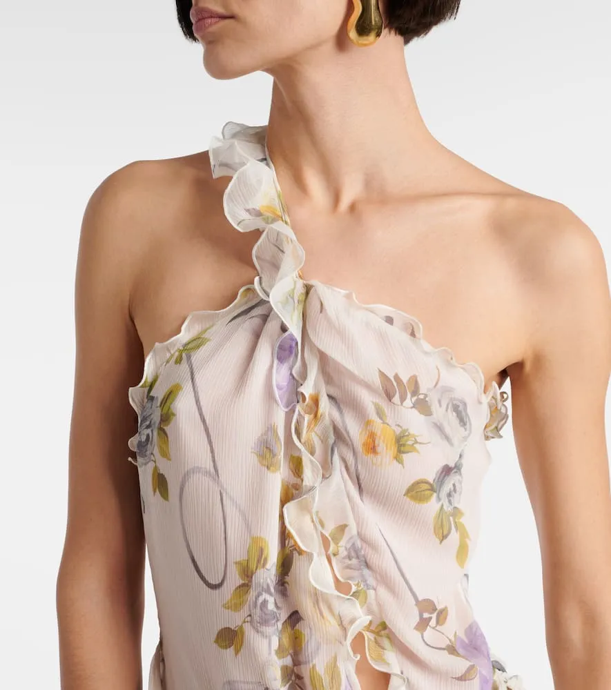 Blumarine Floral silk creponne maxi dress