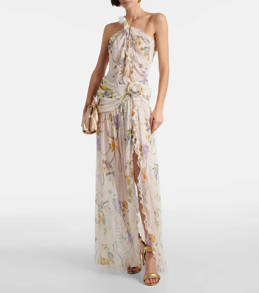 Blumarine Floral silk creponne maxi dress