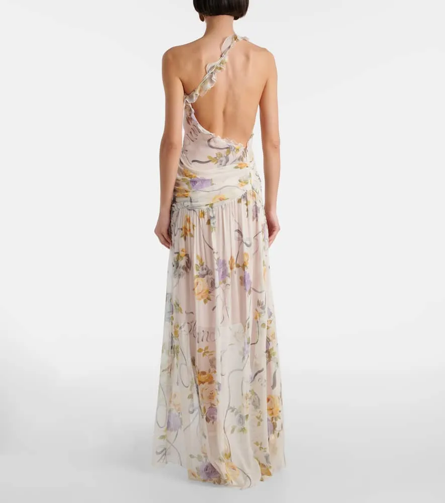Blumarine Floral silk creponne maxi dress