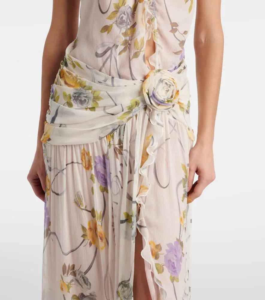 Blumarine Floral silk creponne maxi dress