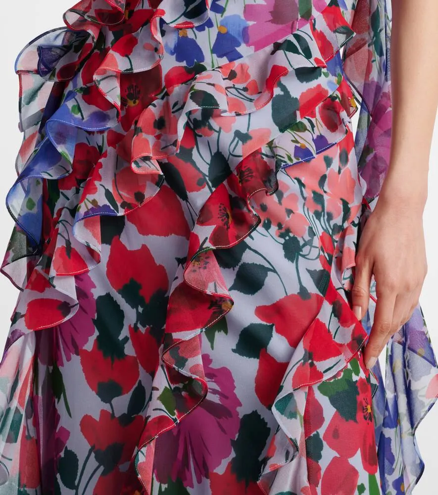 Carolina Herrera Floral ruffled chiffon gown