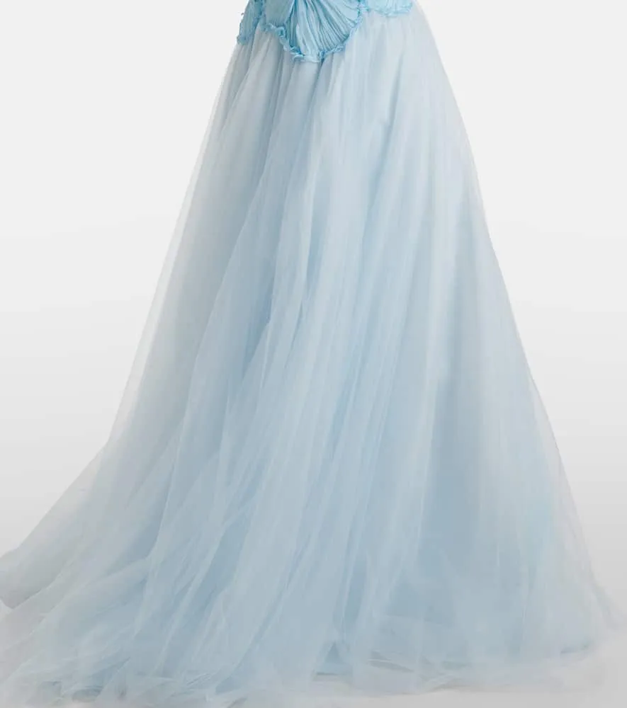 Costarellos Edra floral strapless tulle gown