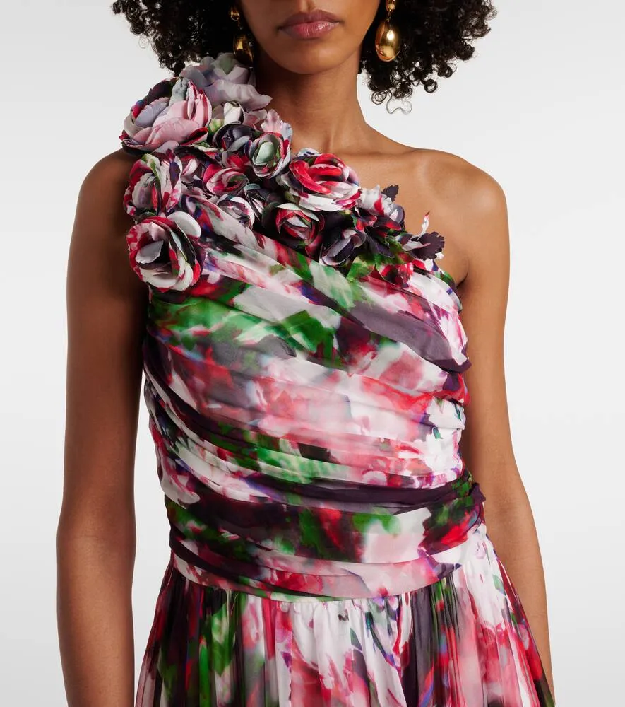 Costarellos Jera floral silk georgette gown