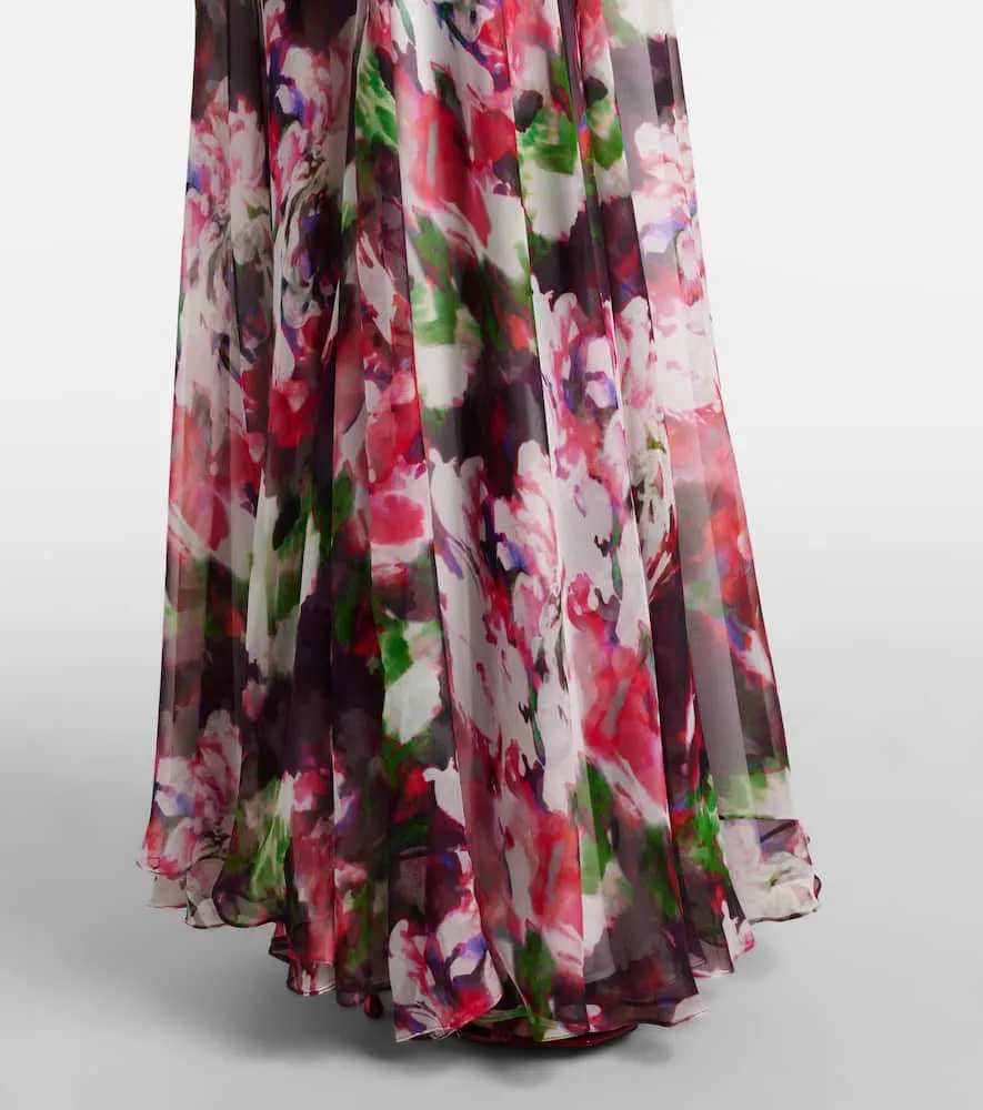 Costarellos Jera floral silk georgette gown