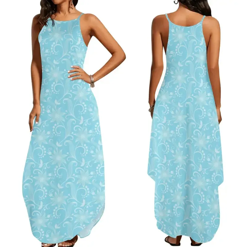 Dance in Delight in our Aqua Blue Floral Maxi Dress