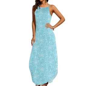 Dance in Delight in our Aqua Blue Floral Maxi Dress
