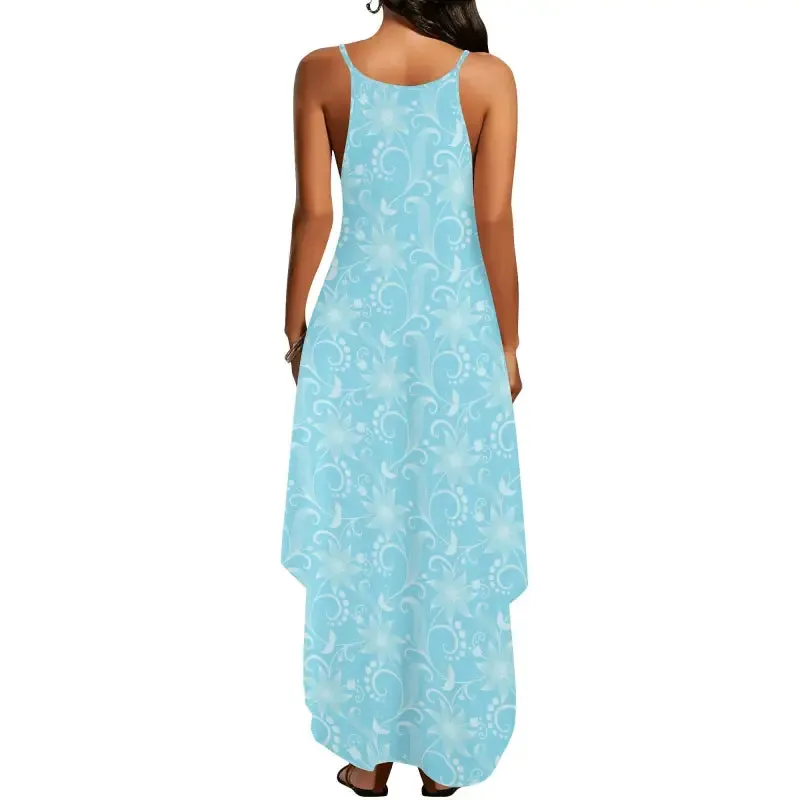 Dance in Delight in our Aqua Blue Floral Maxi Dress