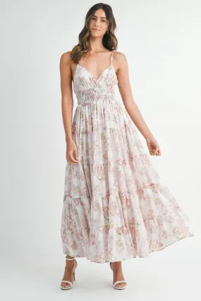 FLORAL PRINT TIERED CAMI MAXI DRESS