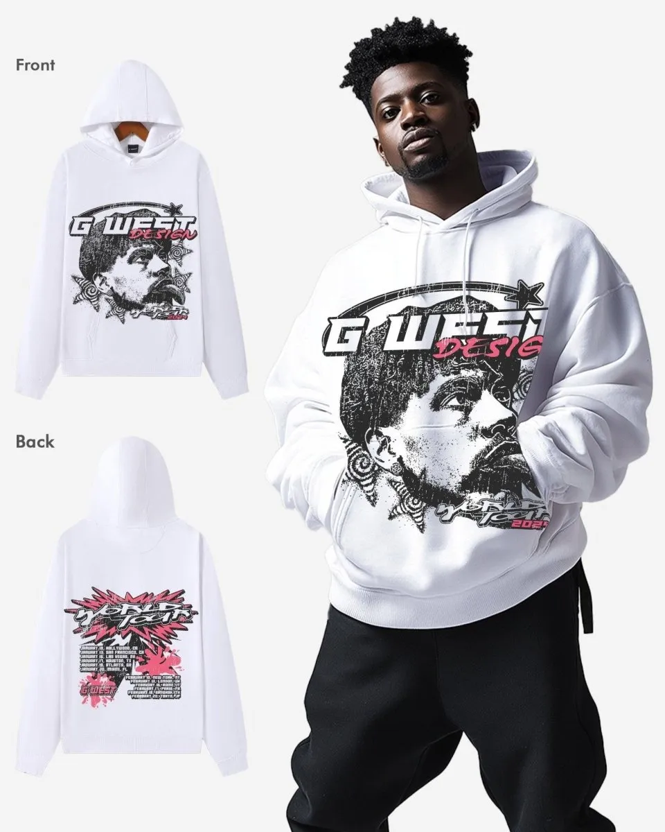 G West World Tour White Oversized Hoodie