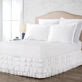 Luxury White Waterfall Ruffled Bed Skirt