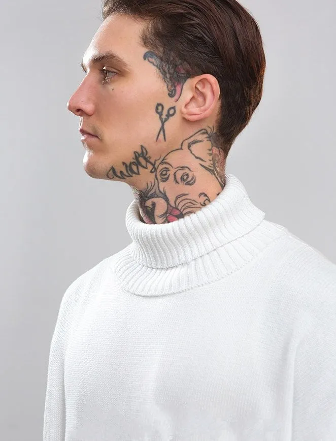 Men's Autumn/Winter Warm Soft Knitted Loose Pullover With Turtleneck