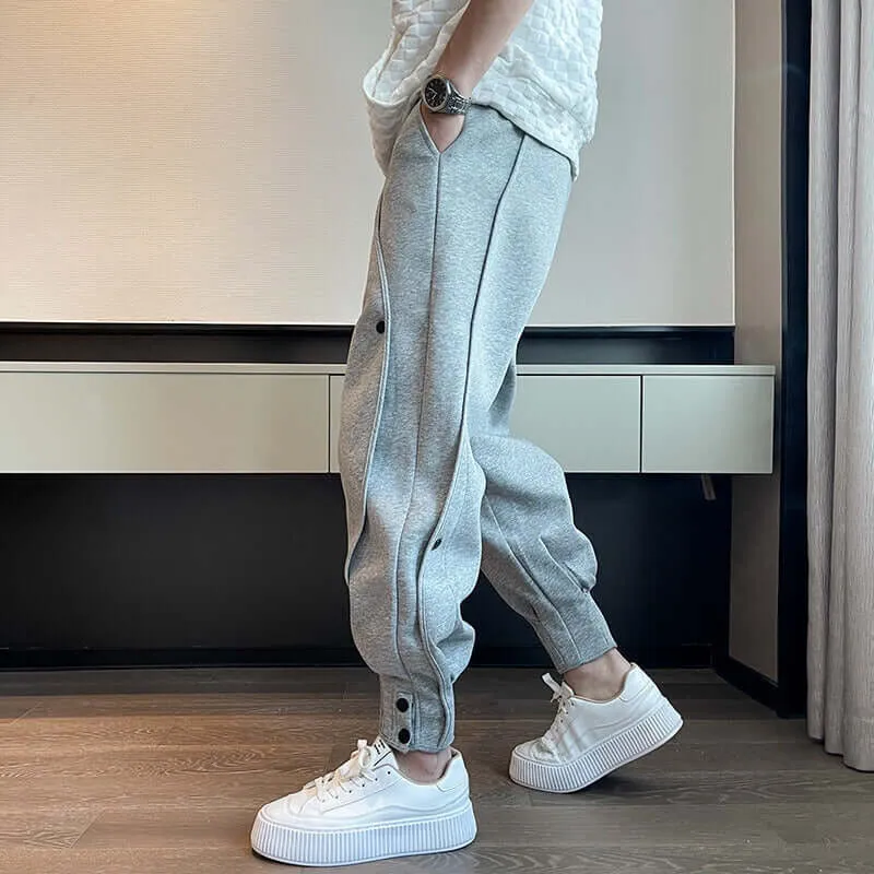 Men's Tapered Cotton Blend Joggers: Elastic Waistband & Cuffed Ankles