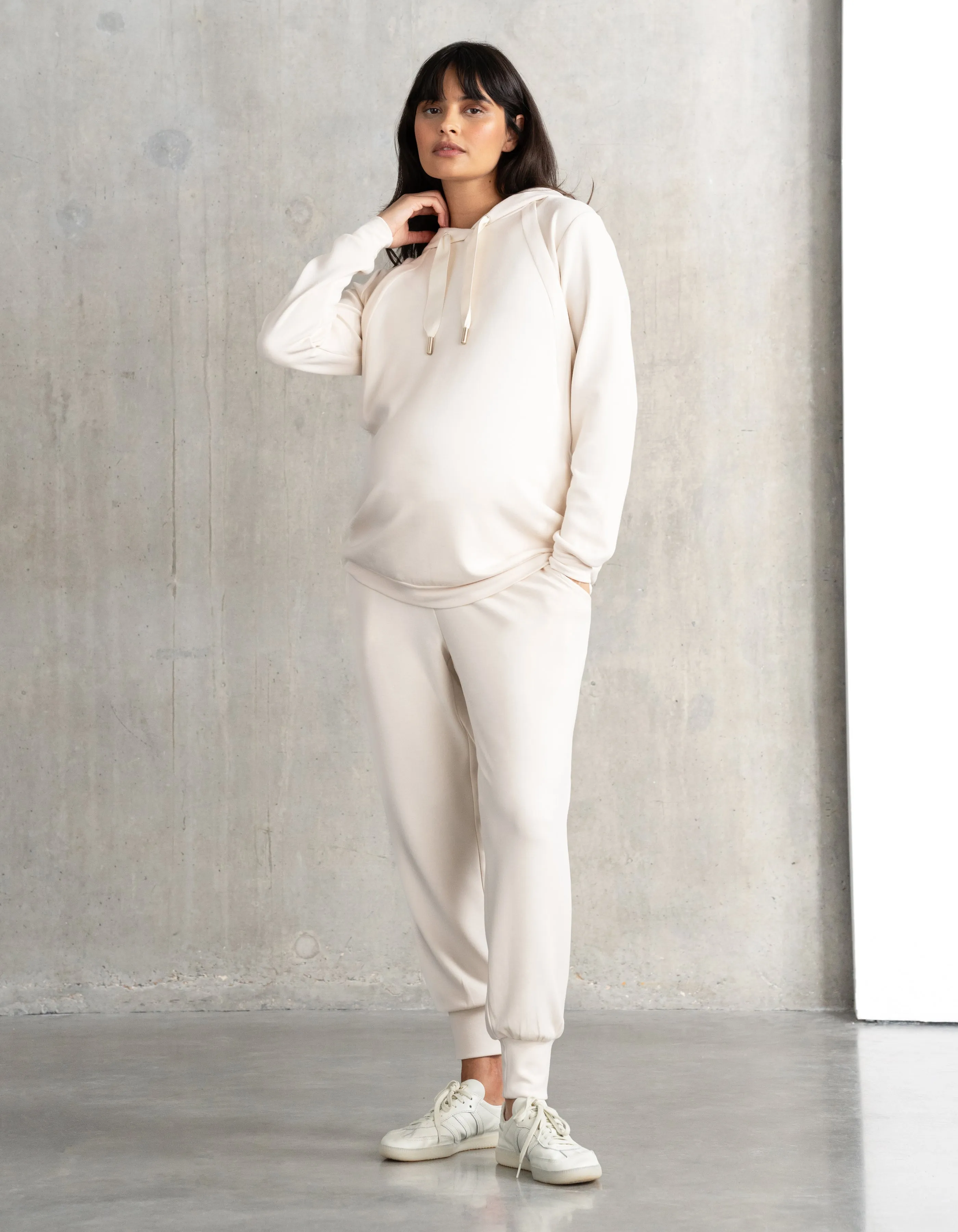 Modal Blend Cream Maternity Joggers