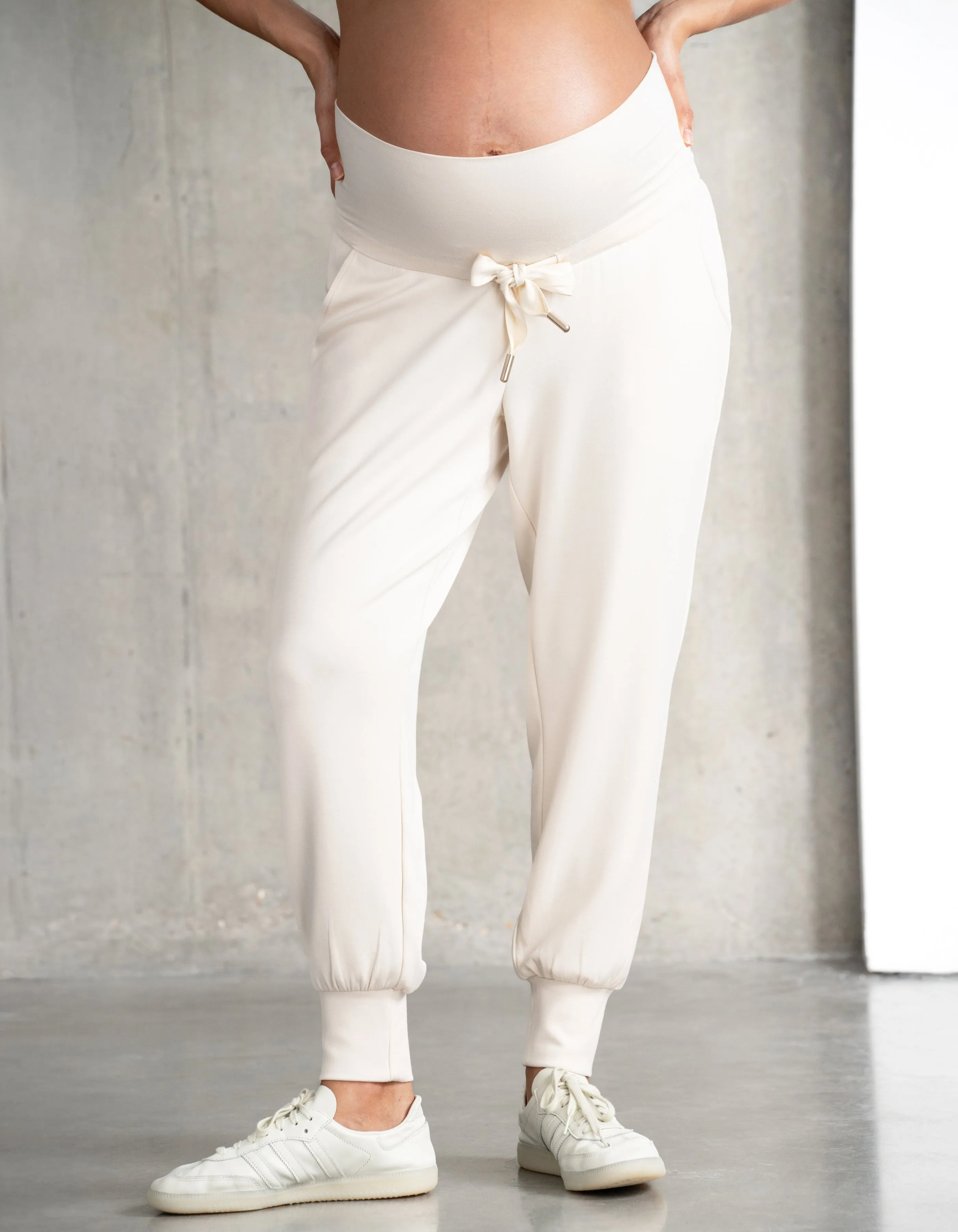 Modal Blend Cream Maternity Joggers