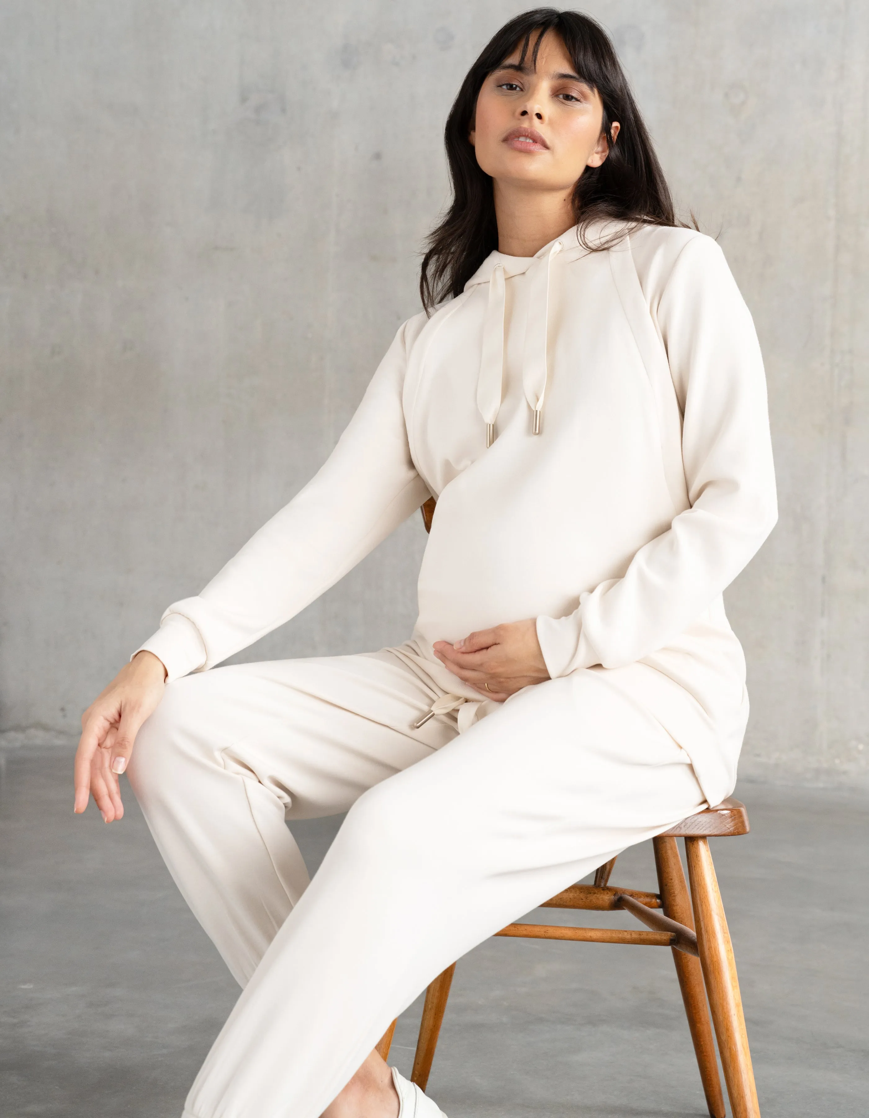 Modal Blend Cream Maternity Joggers