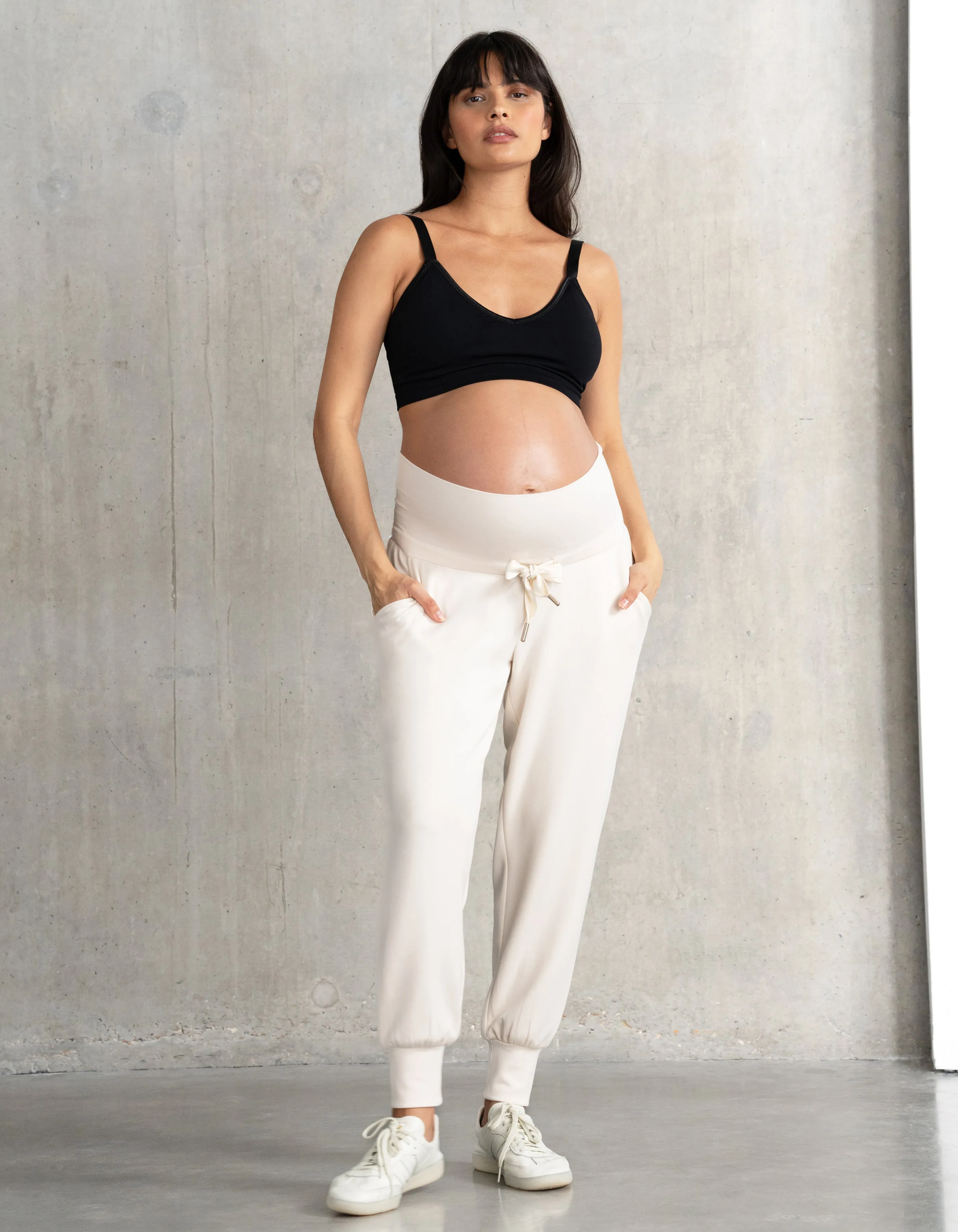 Modal Blend Cream Maternity Joggers