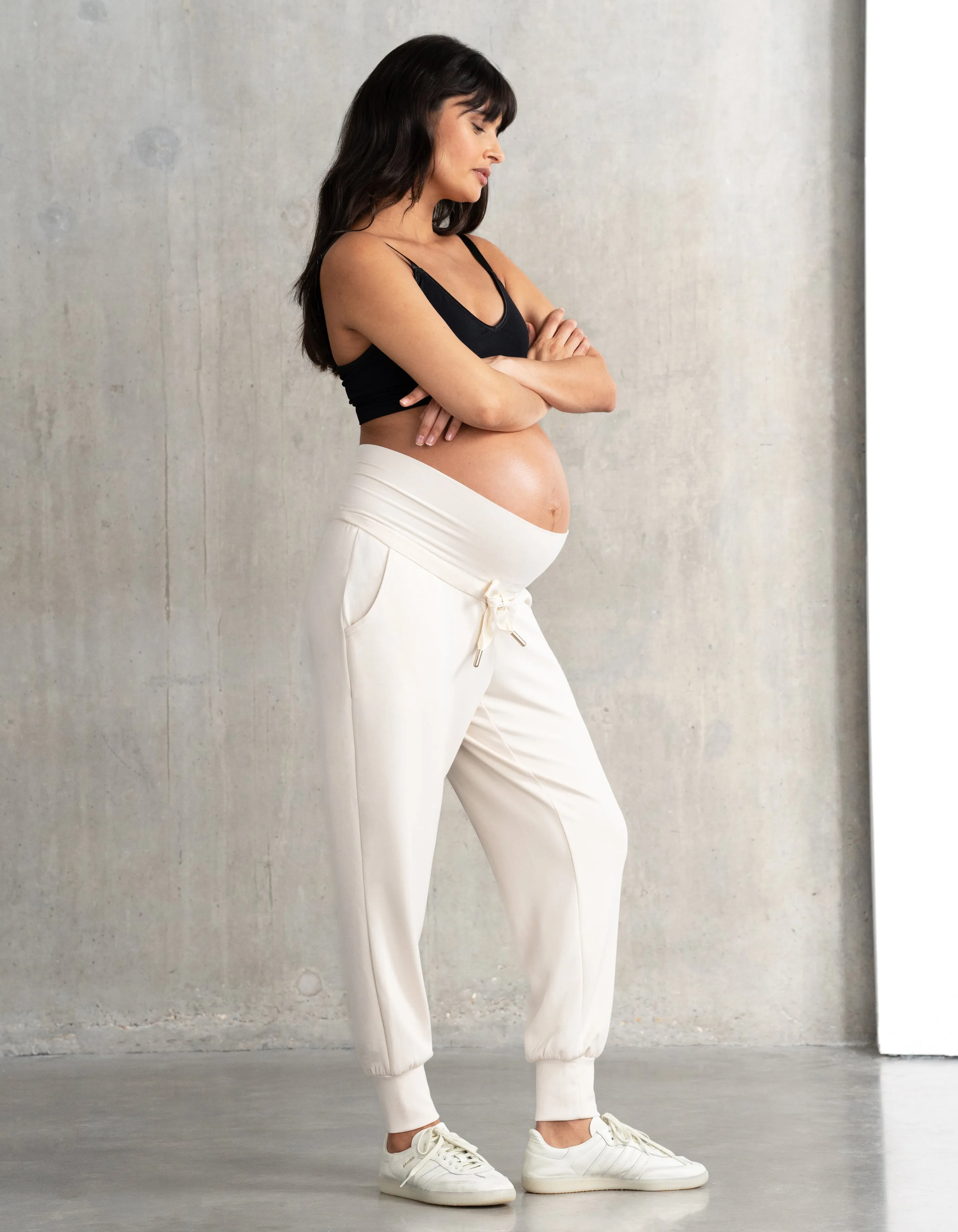 Modal Blend Cream Maternity Joggers