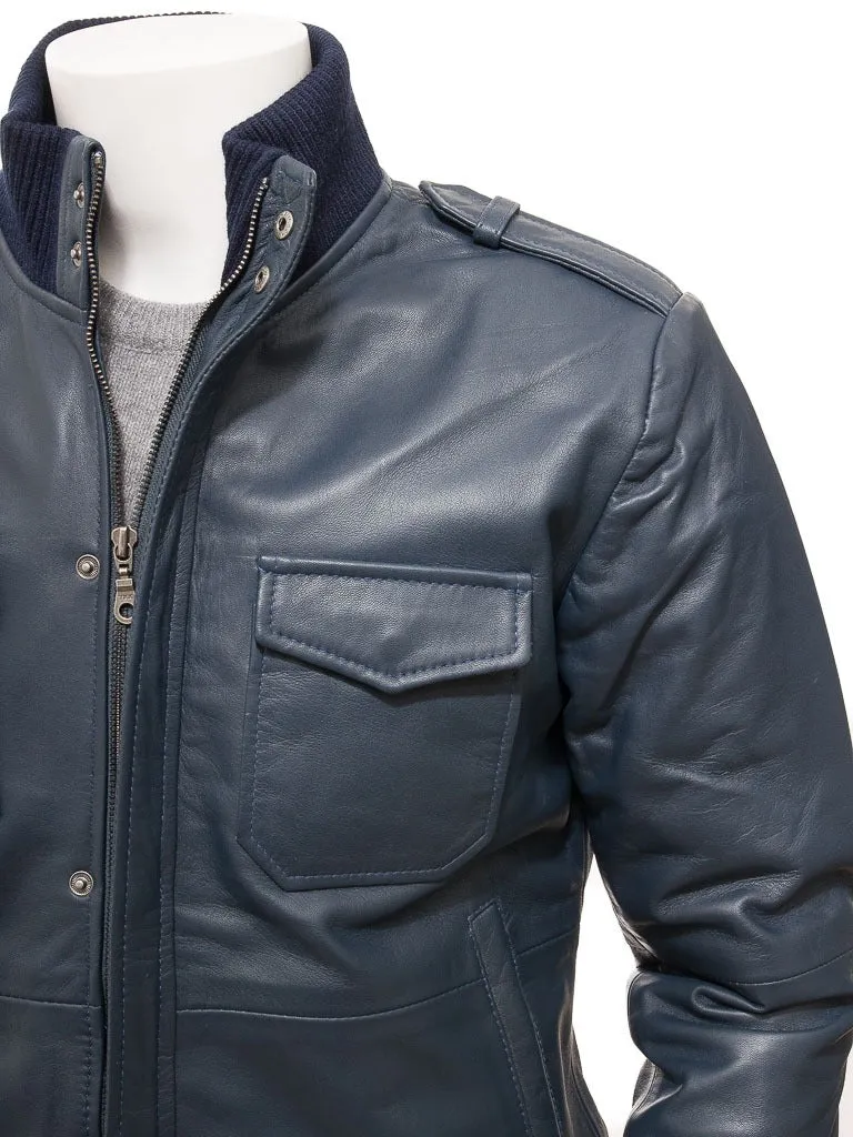 New Astounding Midnight Blue Bomber Casual Leather Jacket