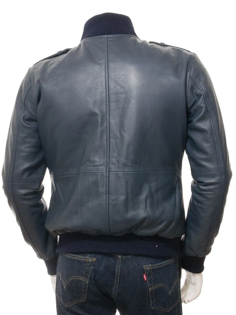 New Astounding Midnight Blue Bomber Casual Leather Jacket