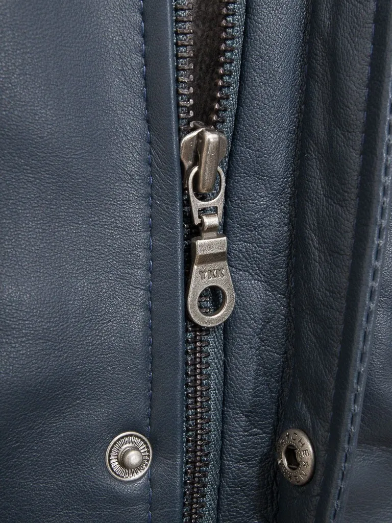 New Astounding Midnight Blue Bomber Casual Leather Jacket