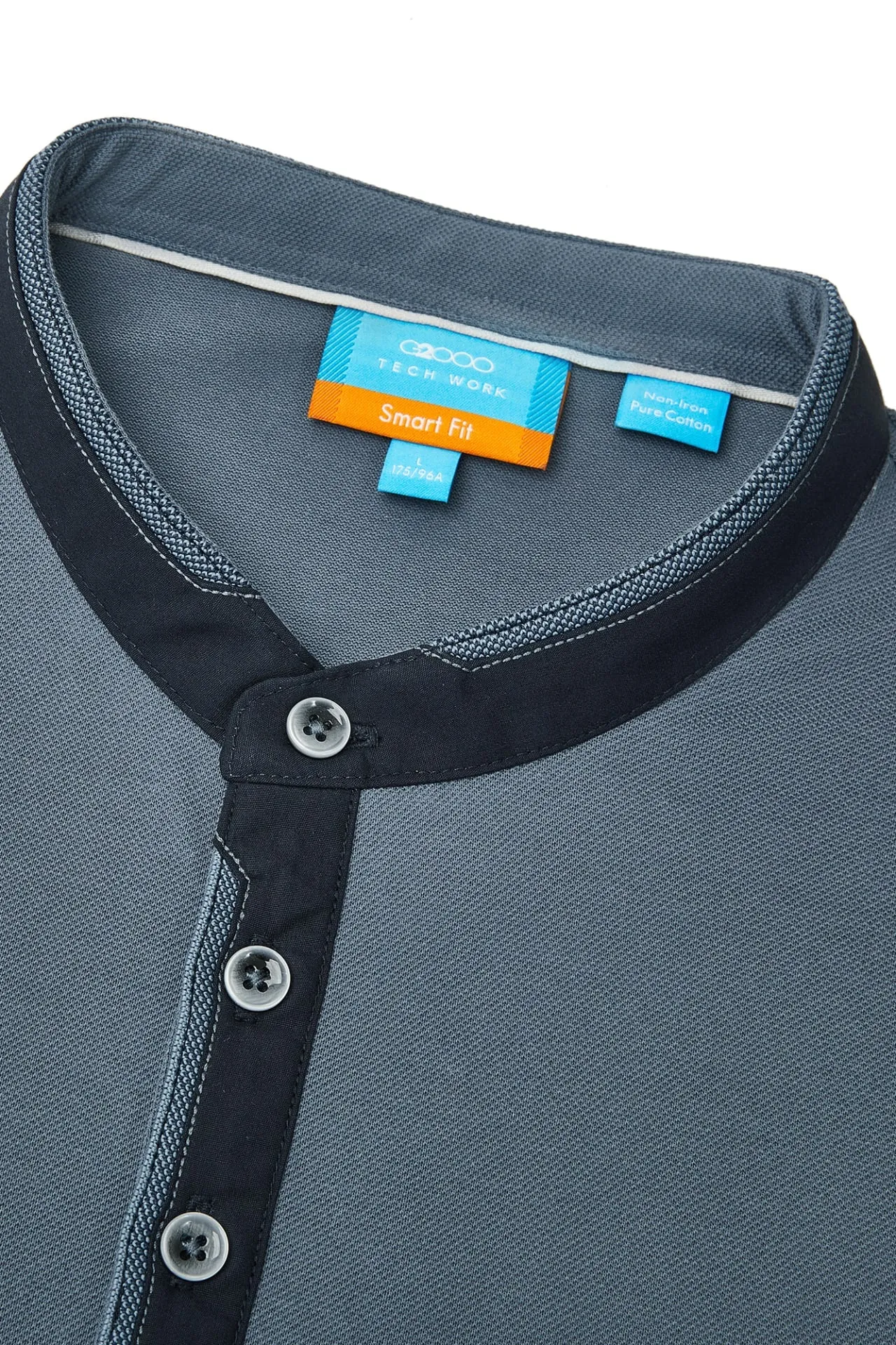 Non-Iron Pure Cotton Stand Collar Polo with Dragon Embroidery on Sleeve