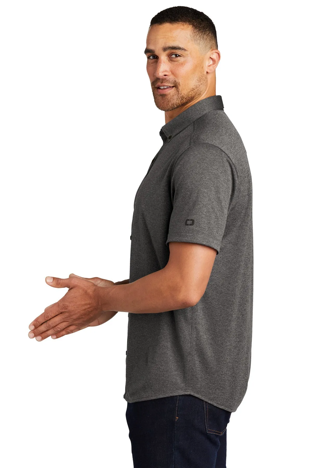OGIO Gravitate Custom Button Down Shirts, Dark Heather Grey