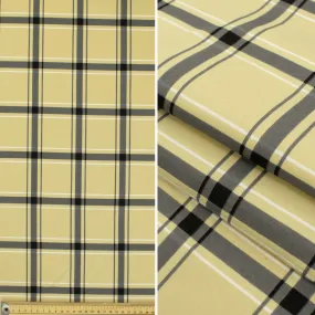 Printed Crepe Design-5 Grey Checks on Yellow