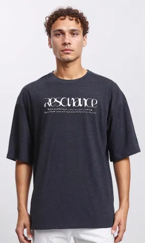 R207835 - Slip On Round Neck Printed Tee - Heather Charcoal