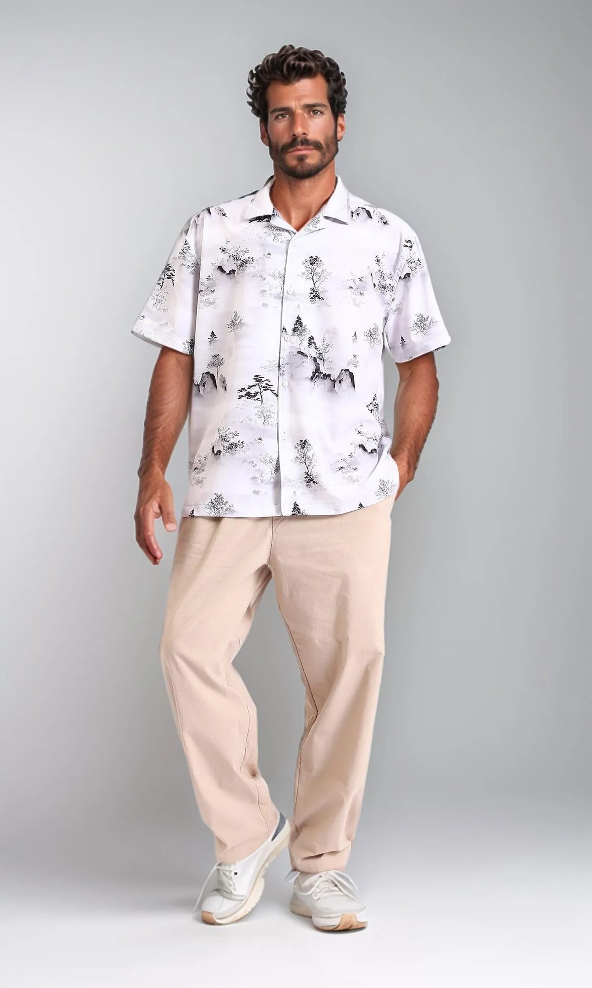 R208111 - Patterned Relaxed Fit Casual Shirt - Multicolour