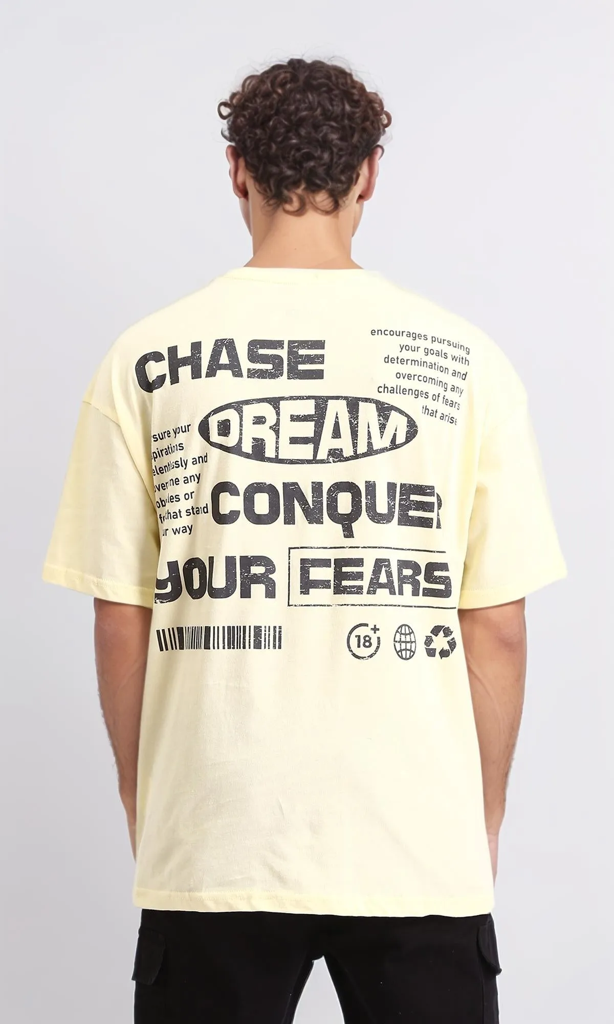R208551 - Front & Back Print Cotton Tee - Light Yellow