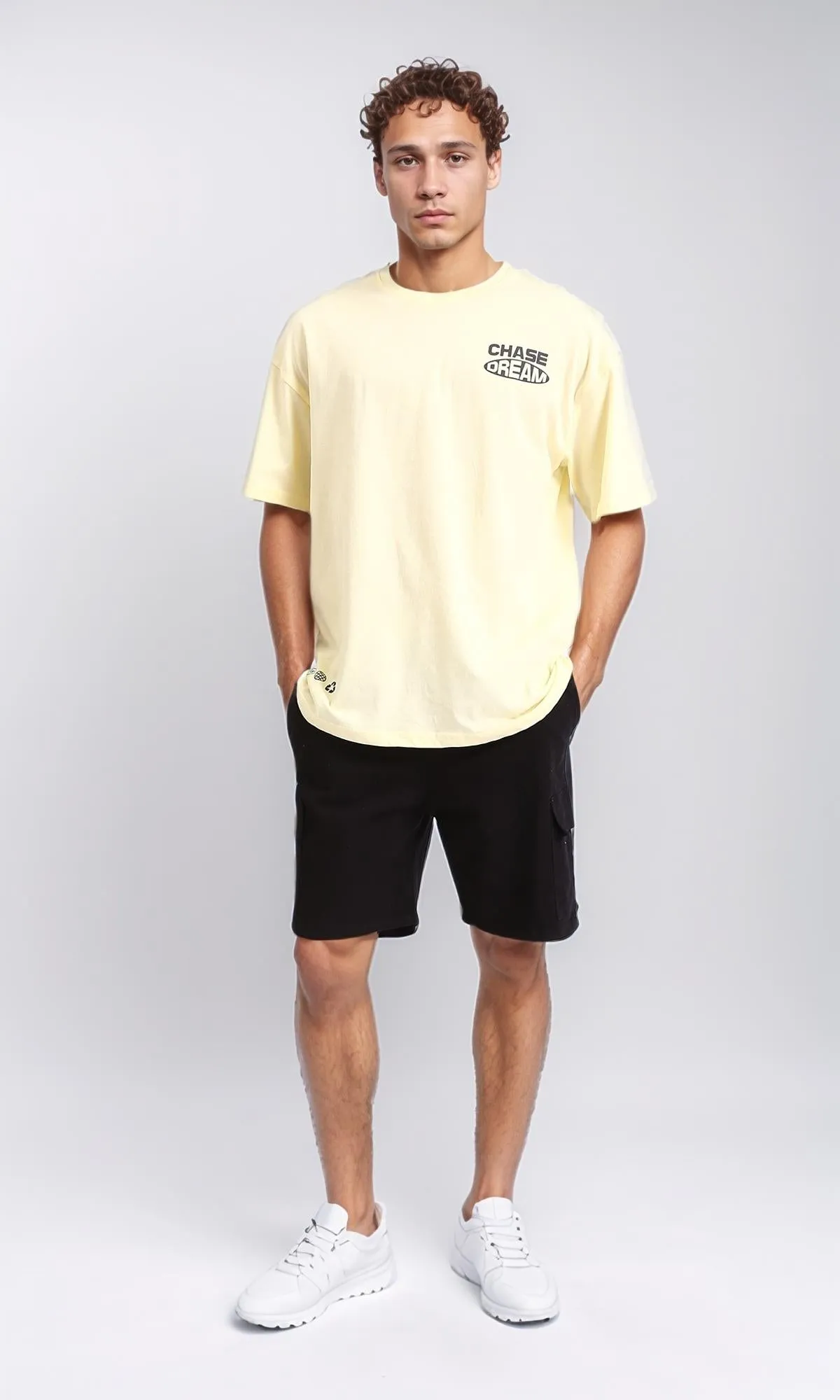 R208551 - Front & Back Print Cotton Tee - Light Yellow