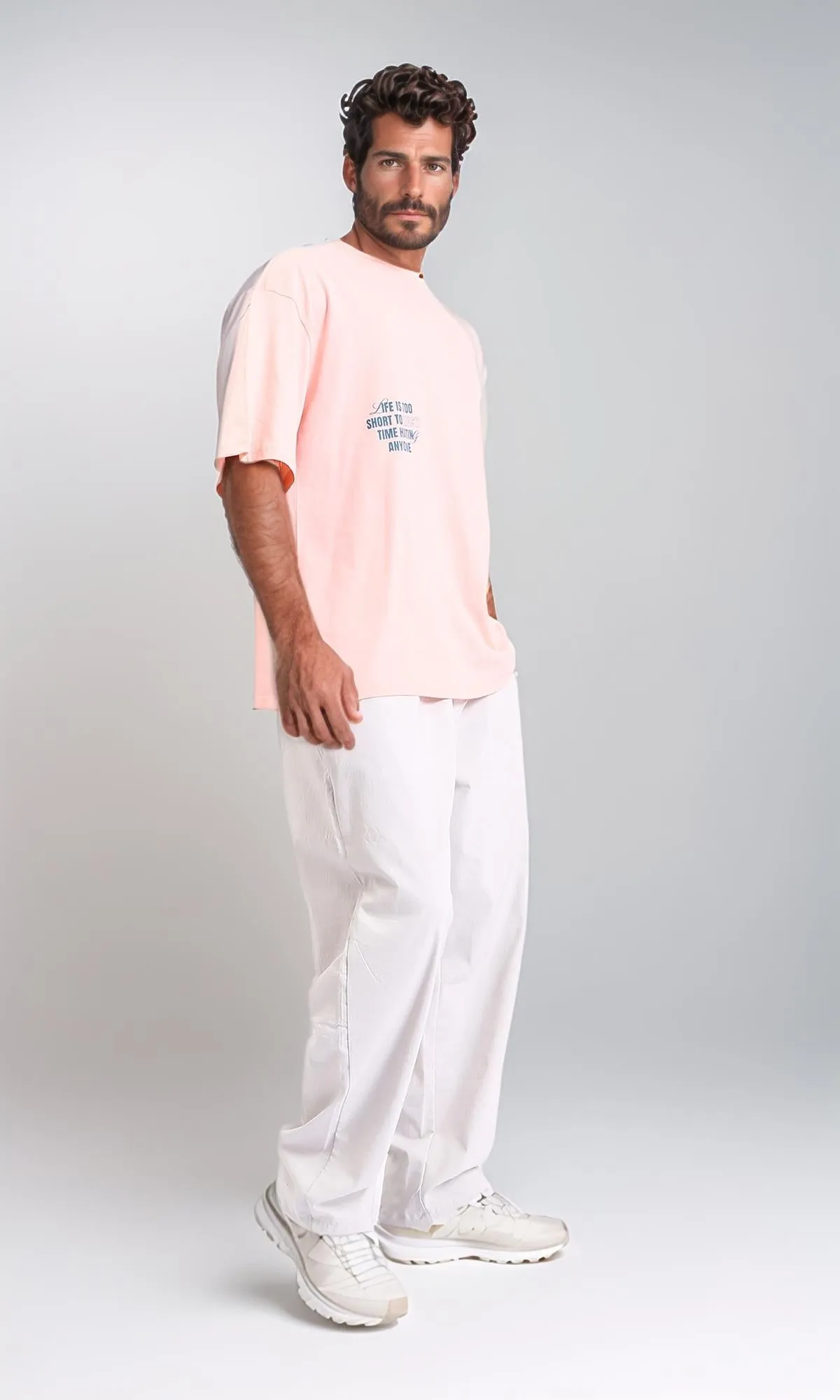 R208557 - Slip On Printed Cotton Long Tee - Light Simon