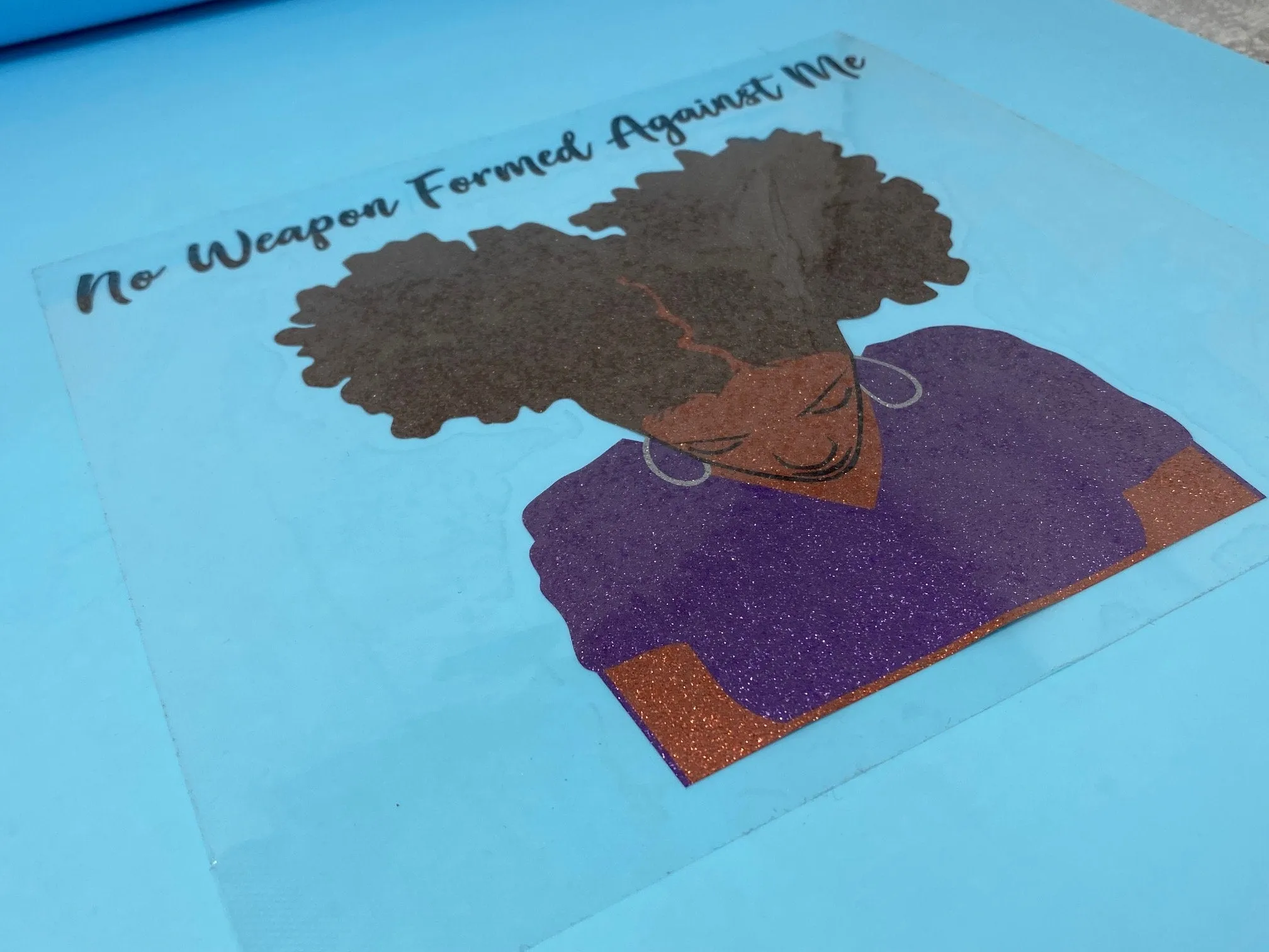 T-shirt Transfer Sheet, "No Weapon Formed Against Me"  for HEAT PRESSING on garments,T-Shirts, Sweaters, Htv Appliques, Etc.