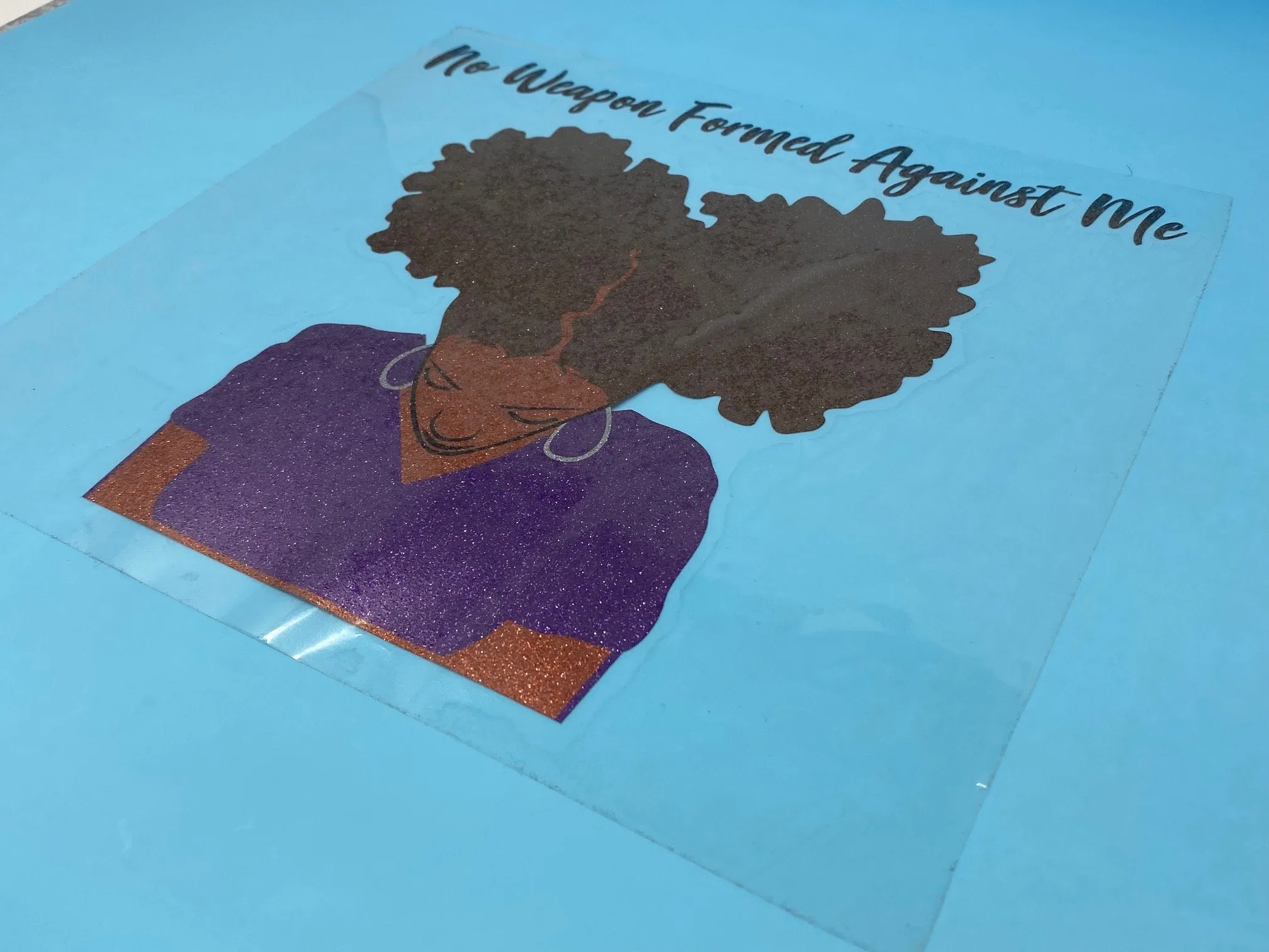 T-shirt Transfer Sheet, "No Weapon Formed Against Me"  for HEAT PRESSING on garments,T-Shirts, Sweaters, Htv Appliques, Etc.