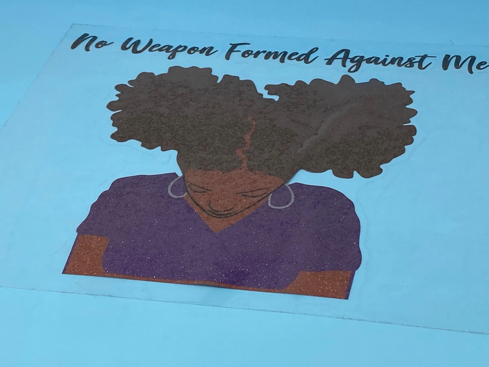 T-shirt Transfer Sheet, "No Weapon Formed Against Me"  for HEAT PRESSING on garments,T-Shirts, Sweaters, Htv Appliques, Etc.